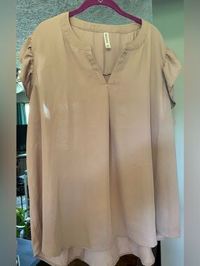 Zenana 3X Blush Flutter Sleeve Blouse Plus Size V-Neck Dressy Top
